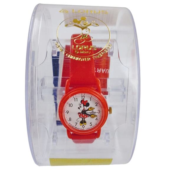 Disney Lorus Minnie Mouse Red VTG Watch New in Box NOS - Picture 1 of 9